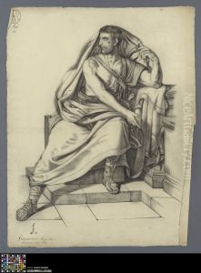 seated man with a sword