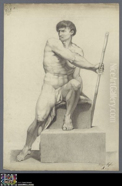 seated male nude - view 1