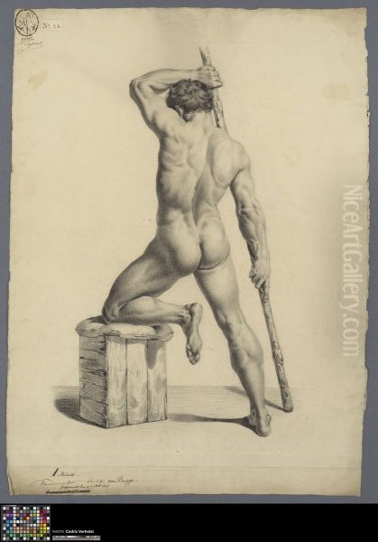 standing male nude, seen from behind - view 1