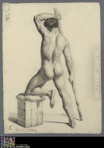 standing male nude, seen from behind by Amand Gazet