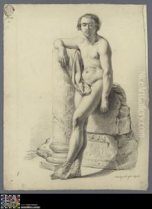 standing male nude by Auguste Vanwynsberghe