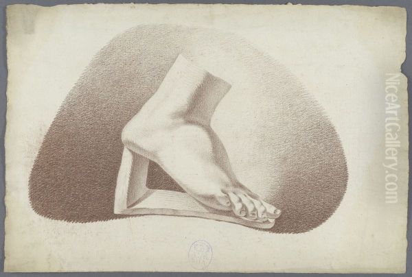 Academic study after a print of a right foot on a pedestal; verso: Academic study of a scene with a ruin - view 1