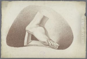 Academic study after a print of a right foot on a pedestal; verso: Academic study of a scene with a ruin