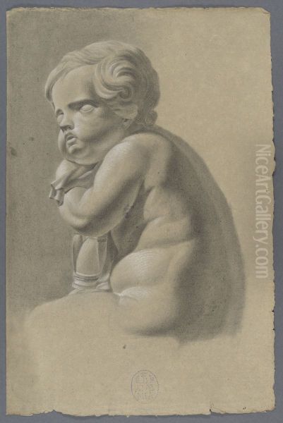 seated child with hourglass - view 1