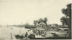 Fishermen on the banks of a river by Hendrick Avercamp