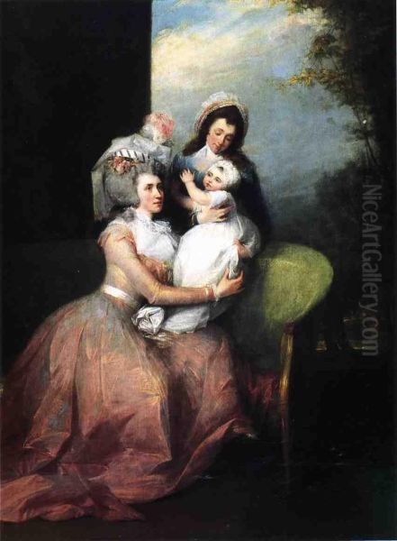 Portrait of Mrs. John Barker Church (Angelica Schuyler), Son Philip, and Servant - view 1