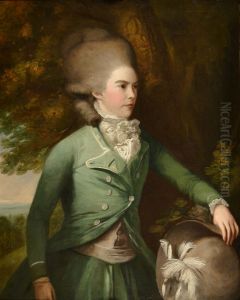 Jane, Duchess of Gordon, nee Maxwell, standing three-quarter-length, portrayed in a green riding habit, wearing only one glove on her right hand.
