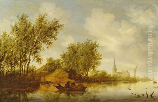 River Landscape with Church - view 1
