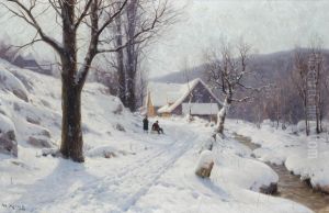 Schlittenfahrt an einem sonnigen Wintertag by Walter Moras