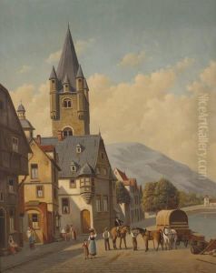 Les Tonneliers Au Bord Du Cours D'eau by Victor Carabain
