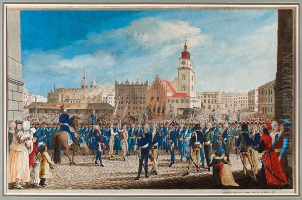 Tadeusz Kosciuszko's Oath on the Krakow Main Square. - view 1