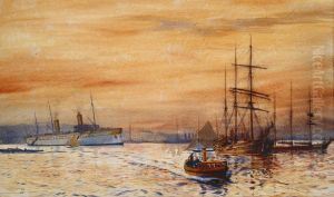 A Harbour by Sunset (1913) by Kenneth Denton Shoesmith