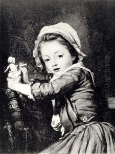 Girl playing with a doll. by Henri-Pierre Danloux