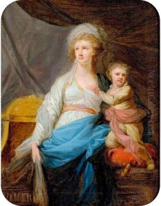 Anna Teresa z Ossolinskich Potocka (1746-1810) z wnukiem Alfredem (szkic). by Johann Baptist von Lampi the Elder