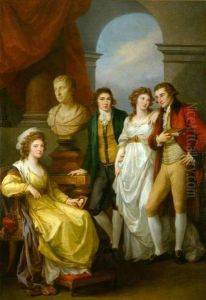Family portrait of Catherine Petrovna Baryatinskiy, her son Ivan Baryatinskiy and daughter Anna with her husband Count Nikolai Aleksandrovich Tolstoy