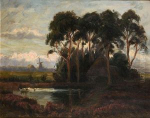 North German landscape with windmill