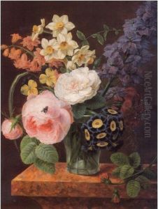 Flowers in a tumble by Philips Jacob Peeters