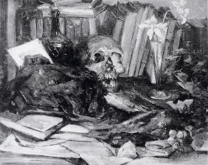 Stillleben mit Totenkopf by Lovis (Franz Heinrich Louis) Corinth