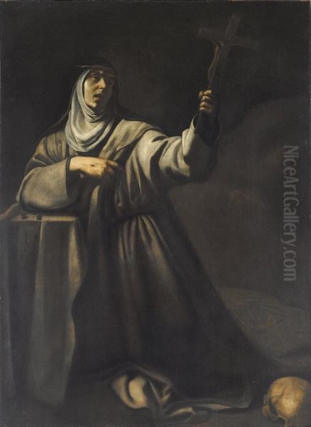 Santa Caterina Da Siena In Preghiera Davanti Al Crocefisso - view 1