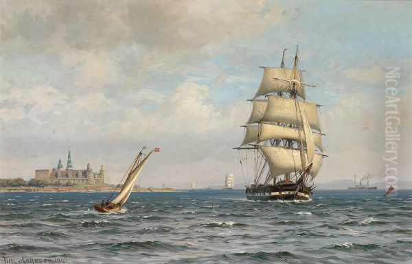 Sejlskibe i Sundet ud for Kronborg. - view 1