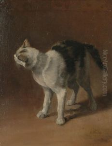 Study of a black and white cat by Charles Verlat