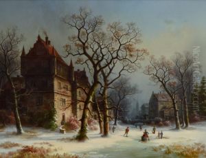 Winterliches Vergnugen auf dem Eis by Gustav Hausmann
