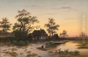 Motiv aus der Luneburger Heide nach Sonnenuntergang