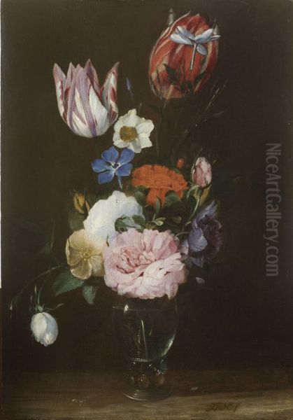 Flowers in a glass vase - view 1