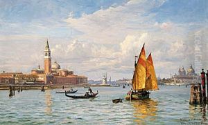 Forarsformiddag ved S. Giorgio og S. Maria della Salute. Venedig.