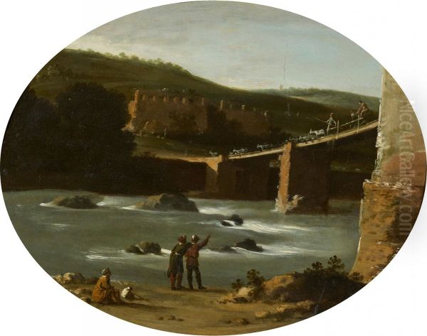 River Landscape with Stone Bridge - view 1