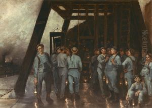Descent of the miners into the shaft by Constantin Meunier