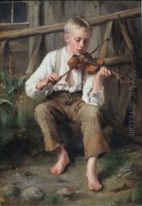 A Violonist by Leis Schjelderup