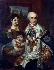 Portrait of count G.G. Kushelev with children Aleksandr and Grigorii Portrait of count G.G. Kushelev with children Aleksandr and Grigorii