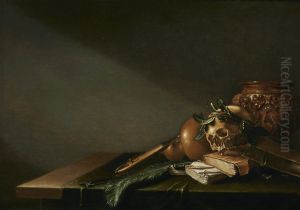 Vanitasstilleven met een viool by D. Witting