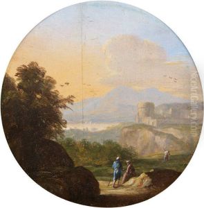 Three walkers in a Landscape by Goffredo Wals