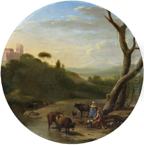 Italian landscape with shepherds - view 1