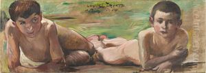 Two Resting Boys by Lovis (Franz Heinrich Louis) Corinth