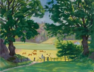 Sara guarding the flock by Harald Oscar Sohlberg