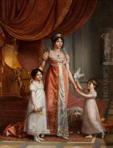Ritratto diGiulia Clarye delle figlieZenaideeCarlotta by Jean-Baptiste Wicar