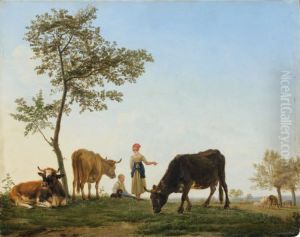 Couple of herders with a cow herd