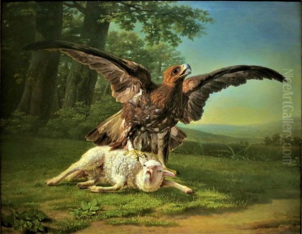 Eagle striving to catch a sheep - view 1