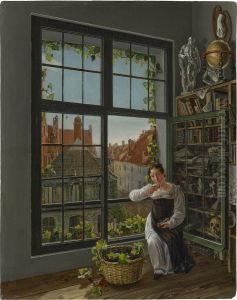 Woman at a window, Mechelen, 1816 by Frans Vervloet