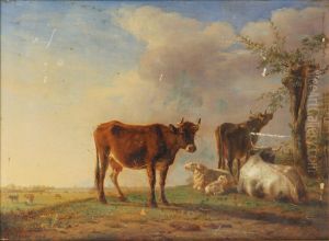 Cows and sheep by Jean Baptiste Berre