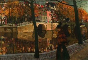 Gezicht op de Keizersgracht hoek Reguliersgracht by George Hendrik Breitner