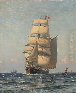 Seascape with sailing ships. by Vilhelm Arnesen