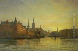 Udsigt til Langebro, Christiansborg og Borsen. by Vilhelm Arnesen