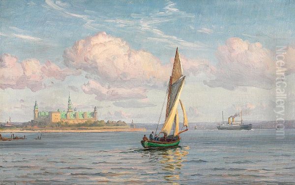 Ships off Kronborg castle. - view 1