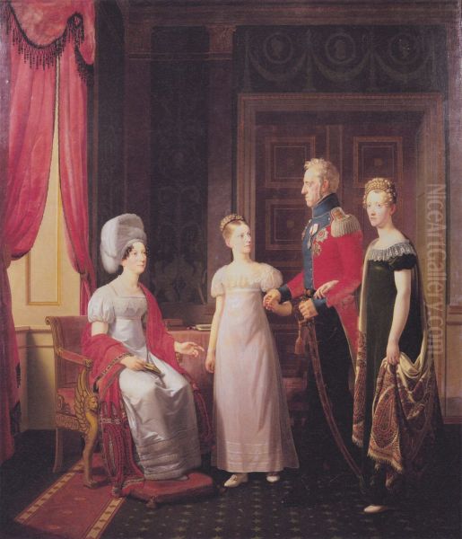 Frederik VI andQueen Mariewith Princesses Caroline and Vilhelmine. - view 1
