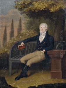Portrait des Ulmer Buchhandlers Christian Gottlob Ebner (1755-1821) auf einer Parkbank.