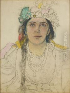 Portret Wandy Siemaszkowej w roli Panny Mlodej w "Weselu" Stanislawa Wyspianskiego
